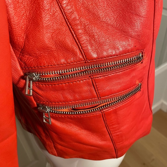 Beautiful Orange Danier Leather Moto style jacket - Picture 4 of 9